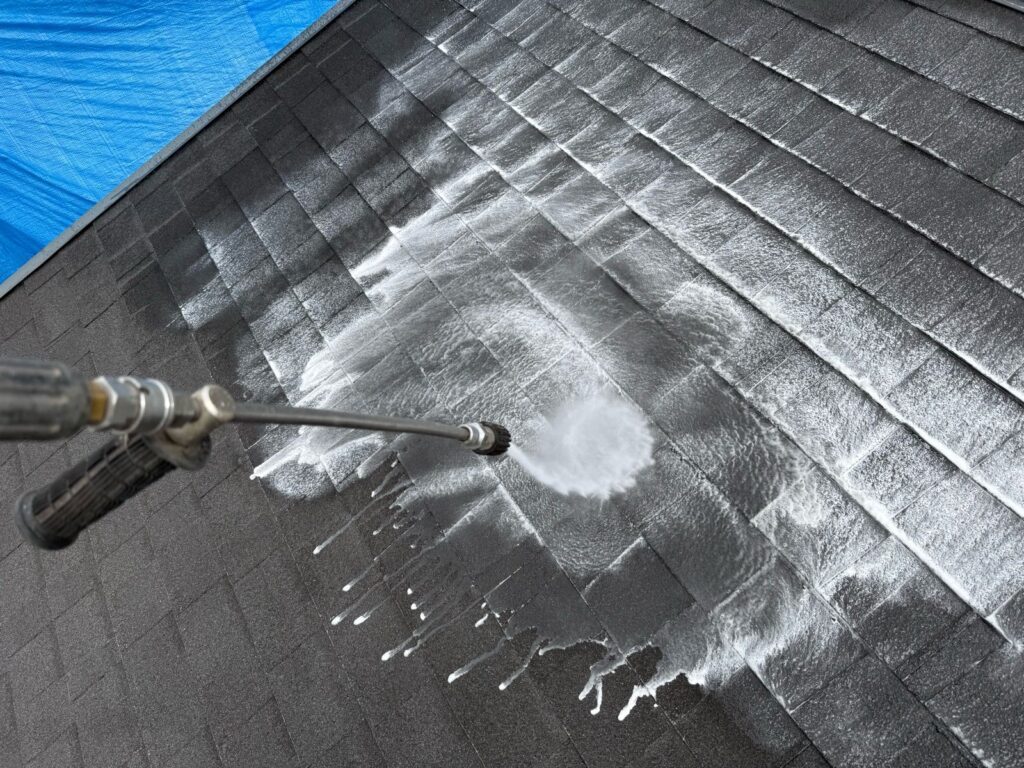 屋根 バイオ洗浄液塗布