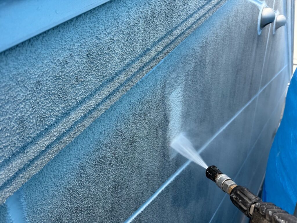 外壁 高圧洗浄手元