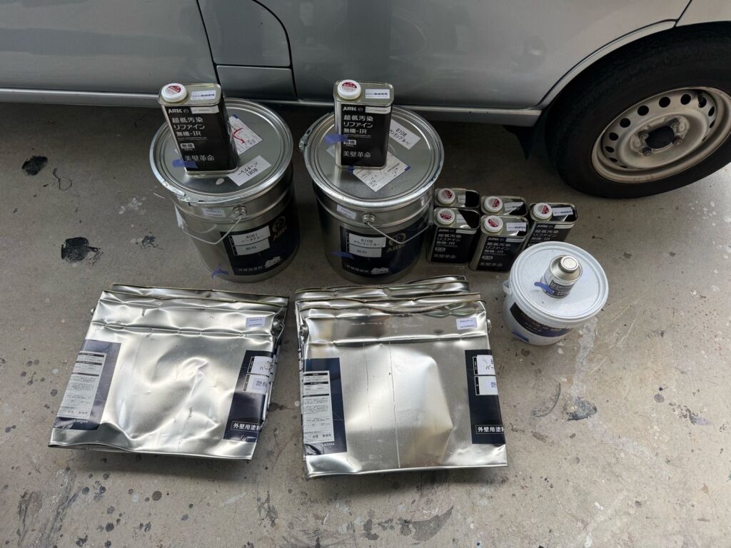 外壁 使用後塗料缶 上塗り材