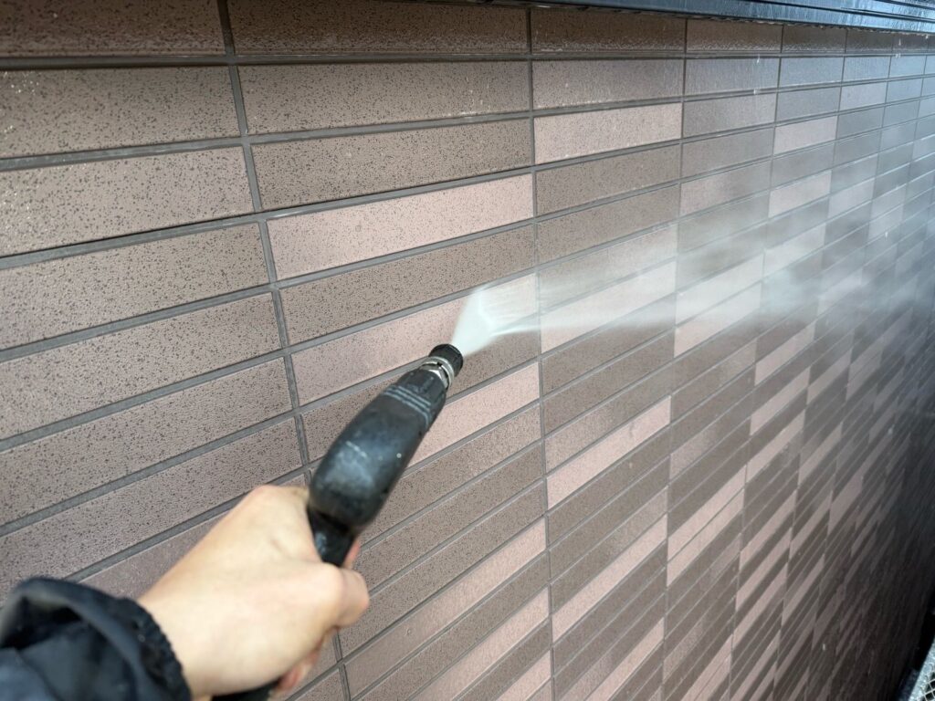 外壁 高圧洗浄手元