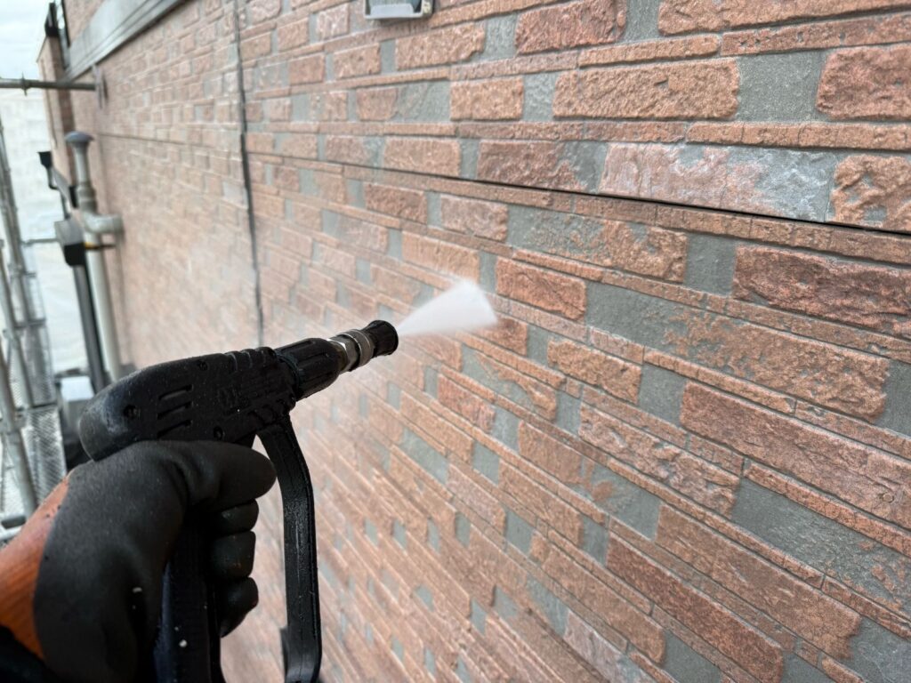 外壁 高圧洗浄手元