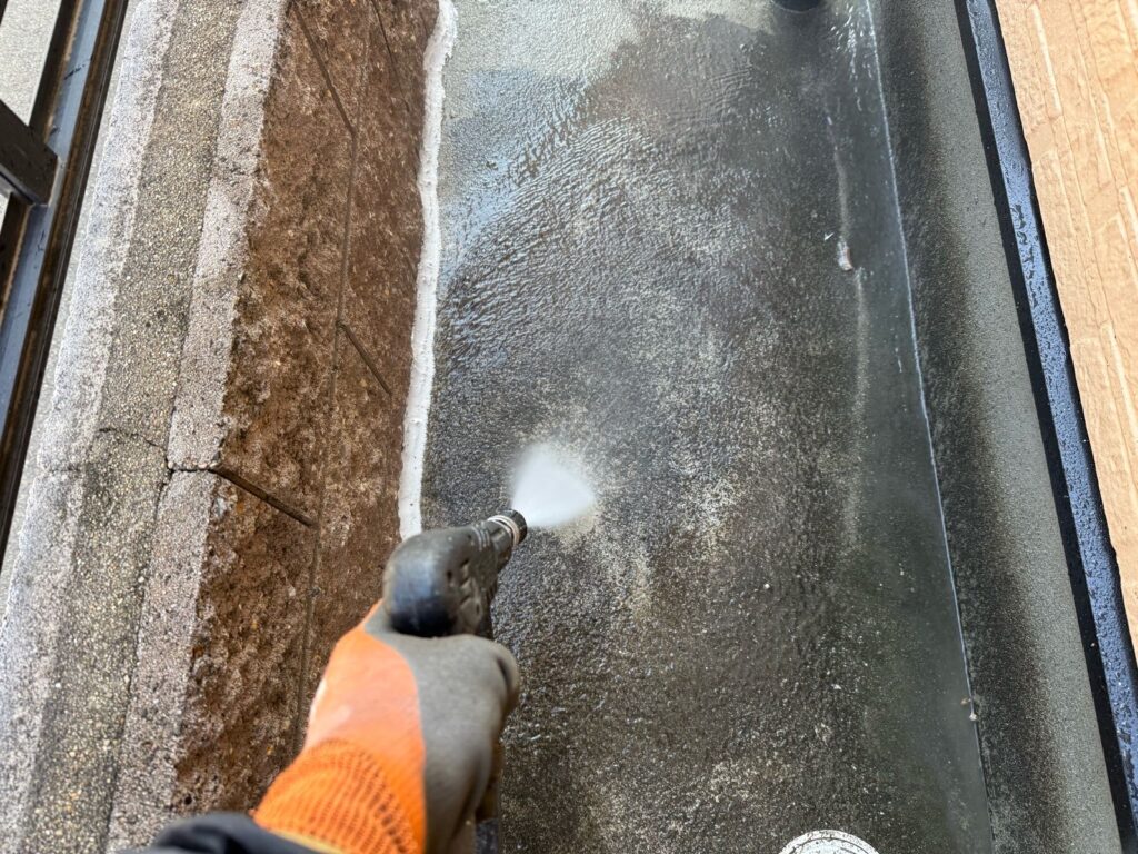 土間 高圧洗浄手元